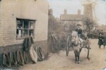 Corner of Chequers Lane and Church Street. The Mill in the background and Harness Makers on the left. Postcard Christine Bell