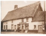 Arthur Pollard outside his shop Ye Olde Thatche Shoppe. Postcard Carol Ewin
