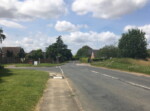 B1077 crossroads with Chequers Lane and Hingham Road. July 2019