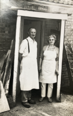 Jack & Mary Scase at the door of their bakehouse. Courtesy Barbara Scase